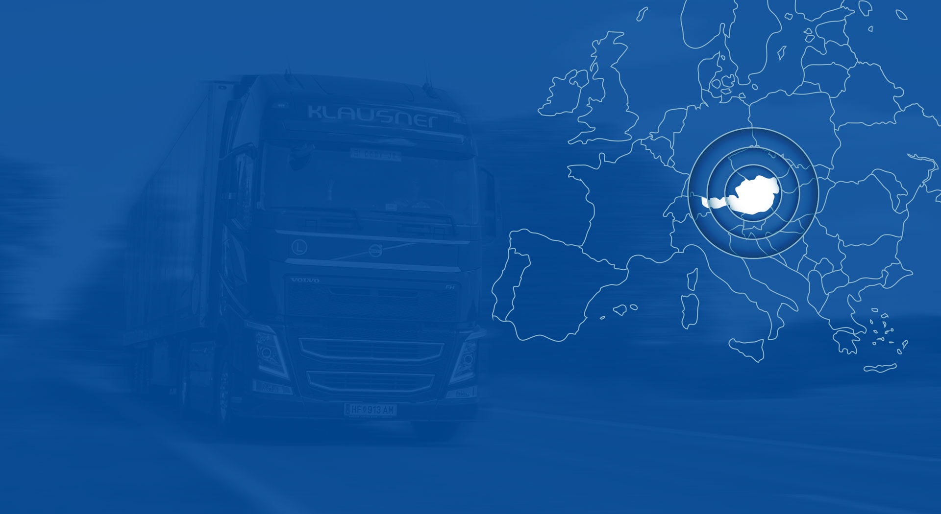 Blaue Landkarte von Europa, die Österreich hervorhebt