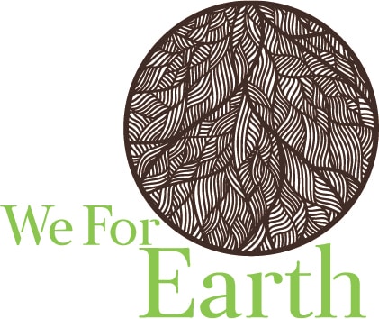 Green an brown colored We For Earth logo